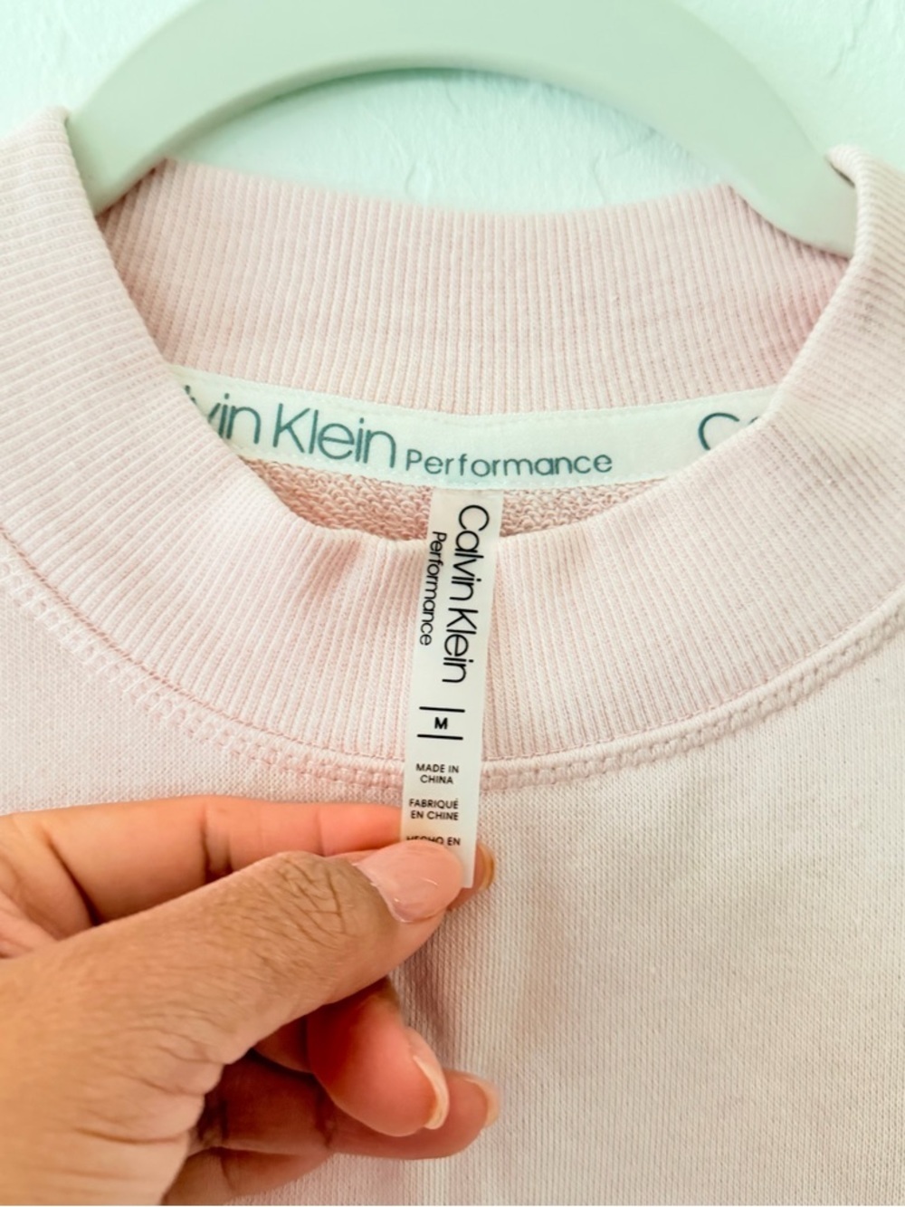 Calvin Klein Soft Pink Cropped Crew Sweatshirt - Picture 4 of 5
